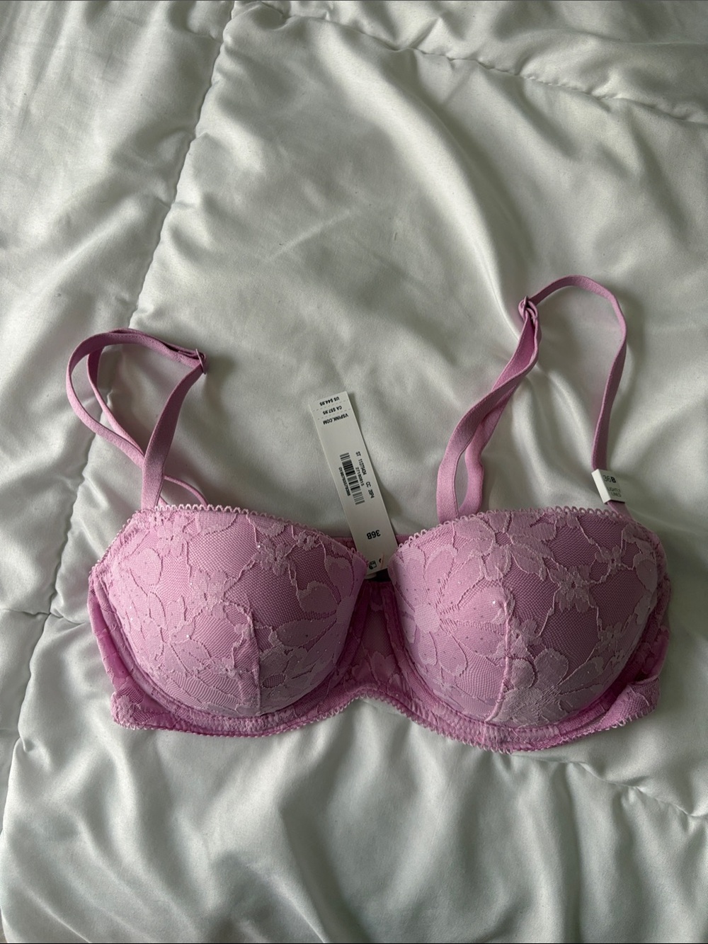BNWT PINK Victoria's Secret Pink Lace Balconette Bra 36B - Picture 5 of 9